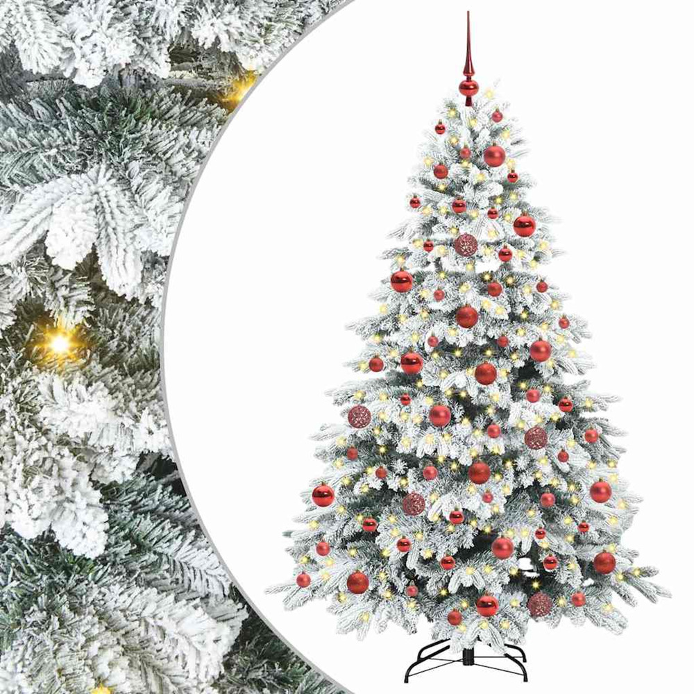 Sapin de noël artificiel avec 300 led blanc 180 cm pe et pvc