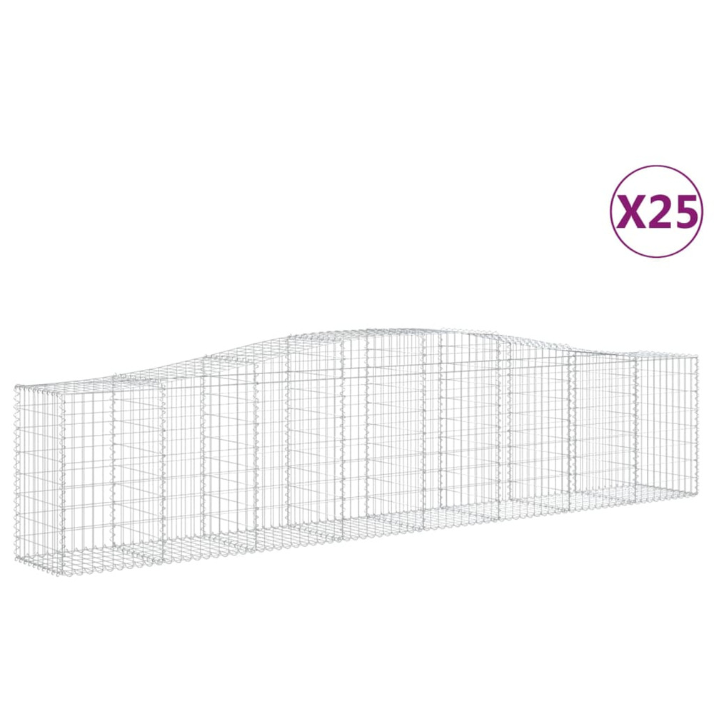 Paniers à gabions arqués 25 pcs 400x50x80/100 cm fer galvanisé