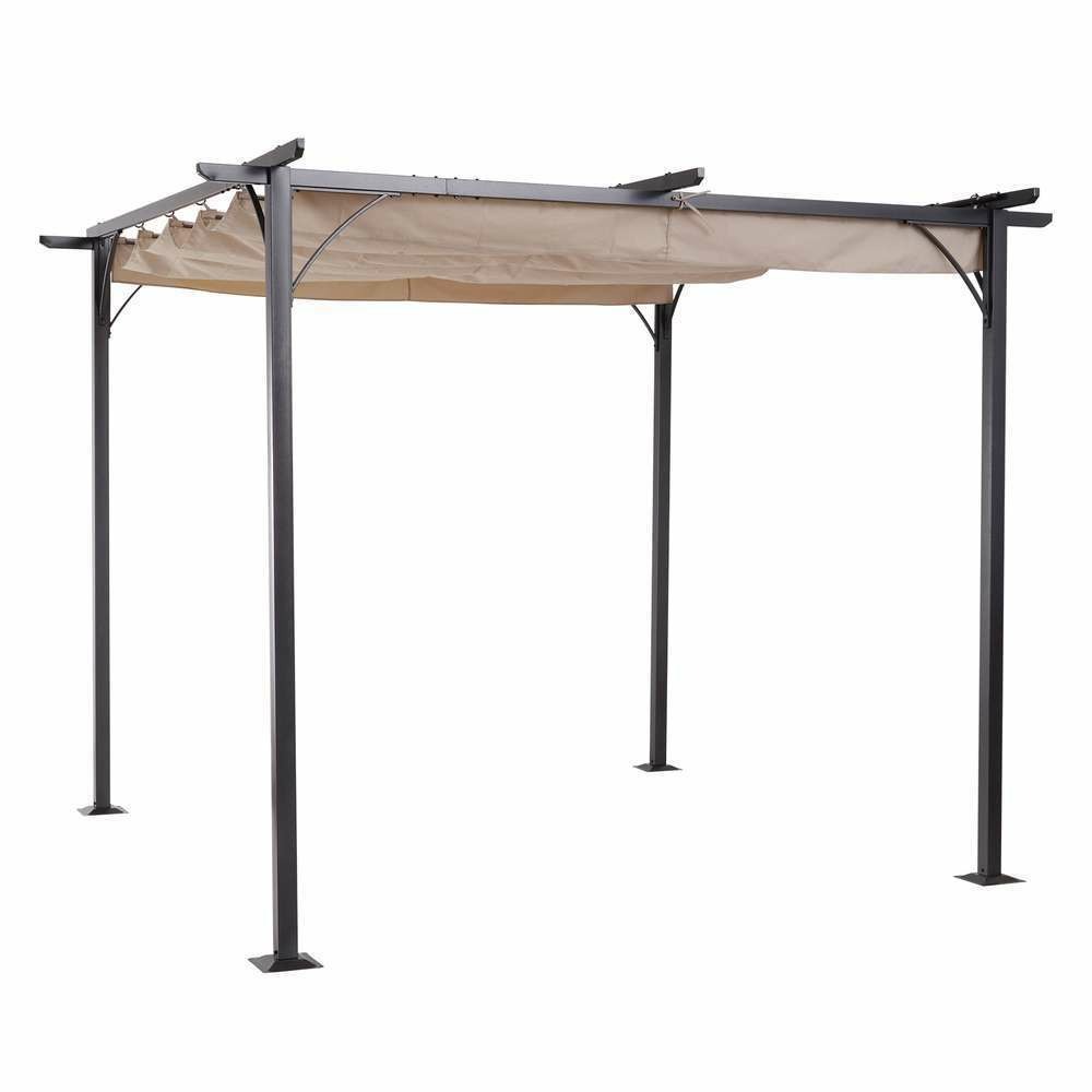 Pergola aluminium rétractable beige noir - 300x300x230cm