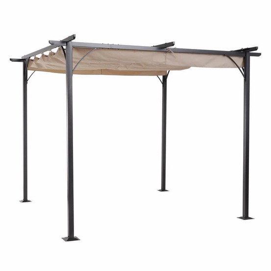 Pergola aluminium rétractable beige noir…