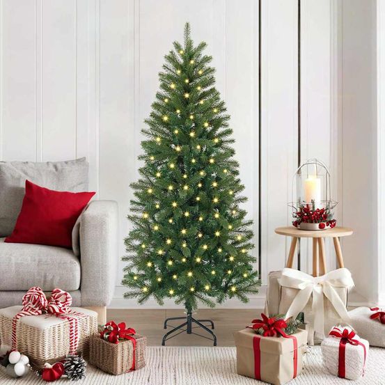 Sapin de noël artificiel lumineux 150 led pour intérieur extérieur vert 150 cm