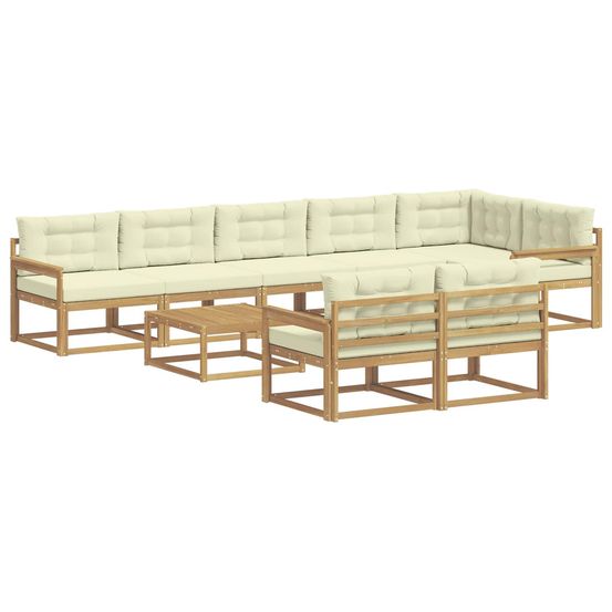 Ensemble de canapés d'extérieur 9 pc blanc et crème polyester