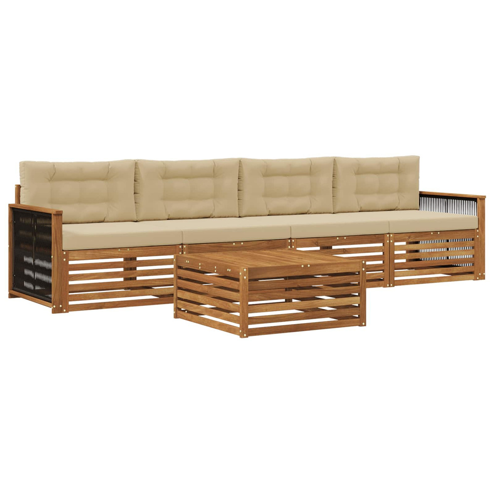 Ensemble de canapés d'extérieur 5 pcs naturel et beige