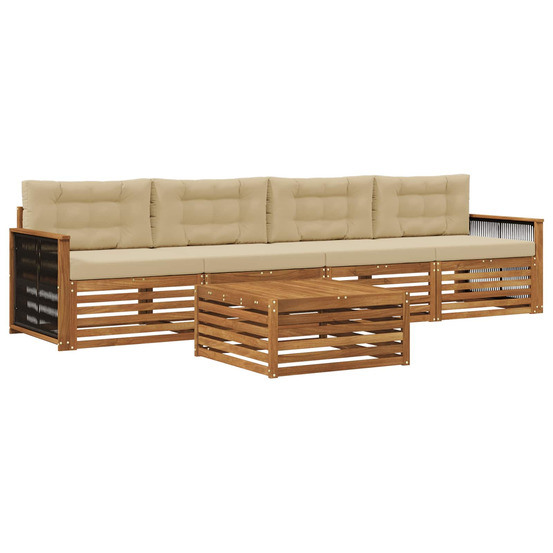Ensemble de canapés d'extérieur 5 pcs naturel et beige