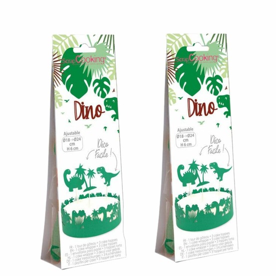 2 décorations gâteau dinosaure en papier