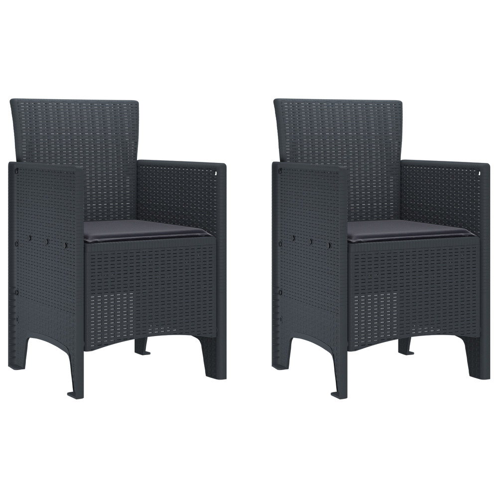 Chaises de jardin avec coussins 2 pcs anthracite poly rattan