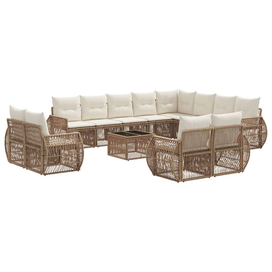 Ensemble de canapé de jardin 13 pcs beige et blanc crème