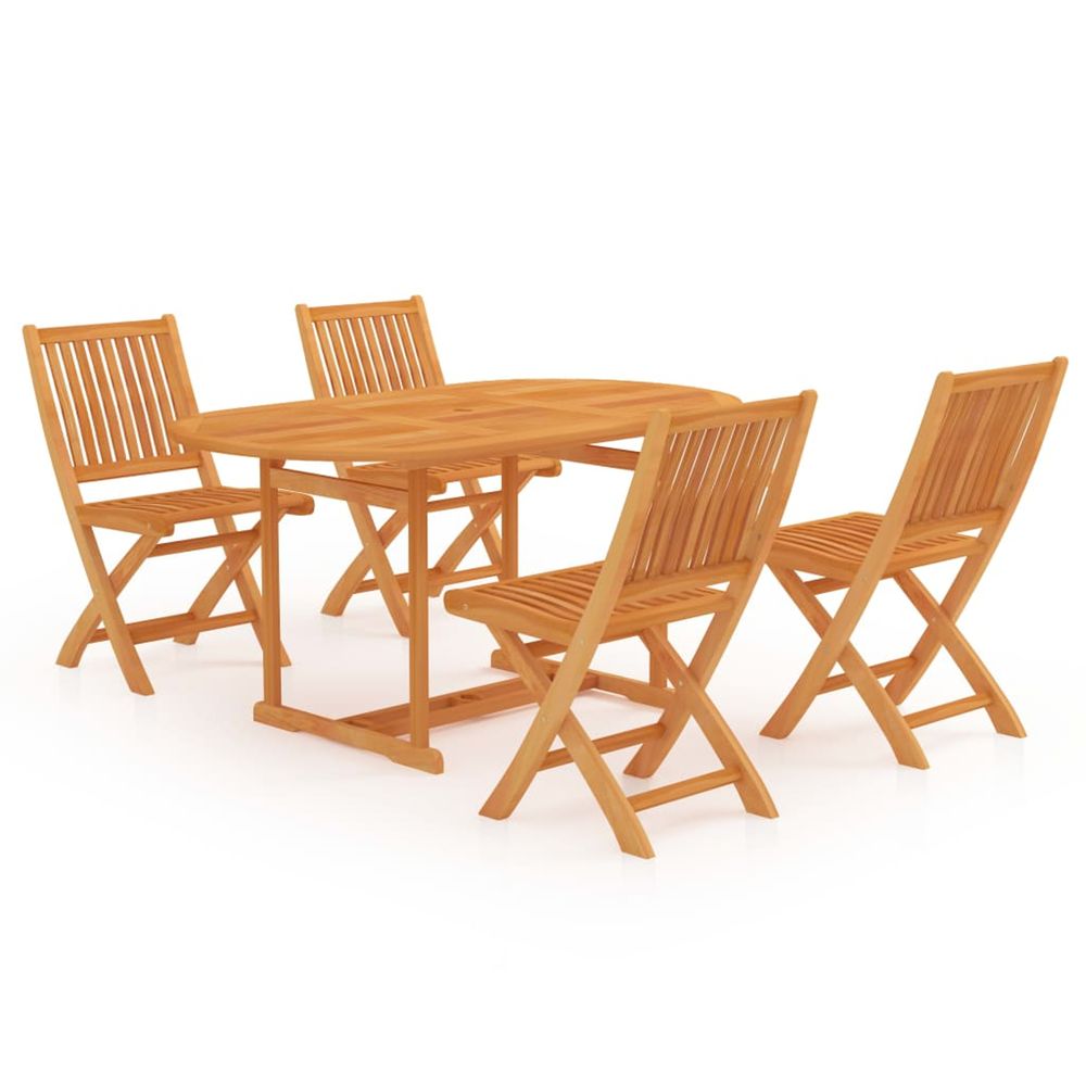 Ensemble à manger de jardin 5 pcs bois de teck massif