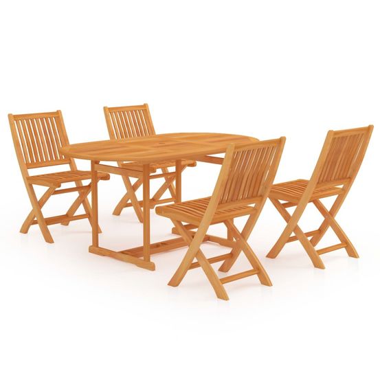 Ensemble à manger de jardin 5 pcs bois de teck massif
