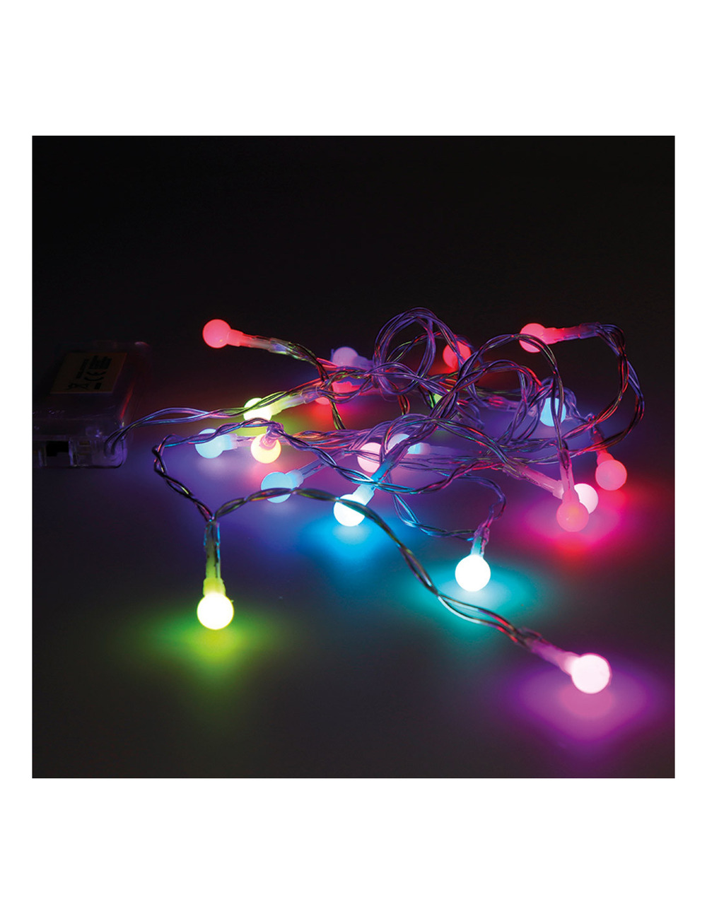 Guirlande piles 20 leds sphérieque rgb 2,3m
