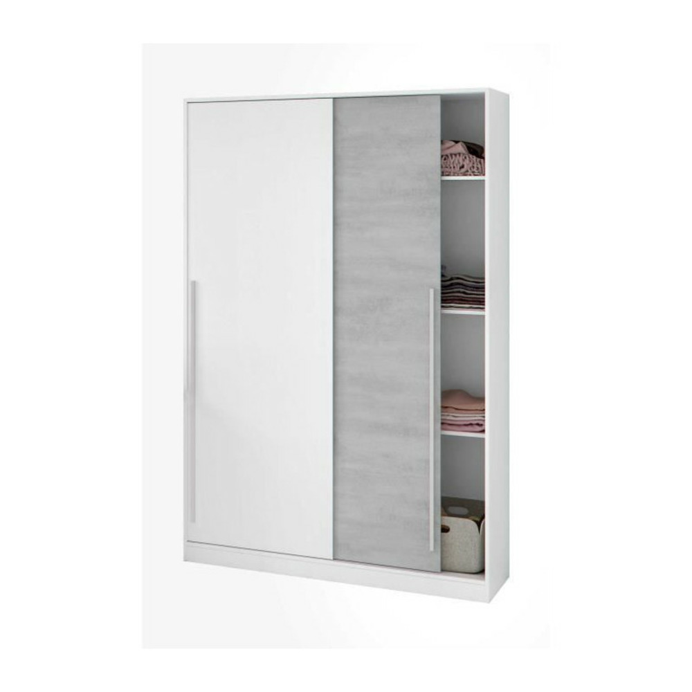 Armoire top - décor blanc artik et blanc vehlo - 2 portes coulissantes - l200 x h120 x p50 cm