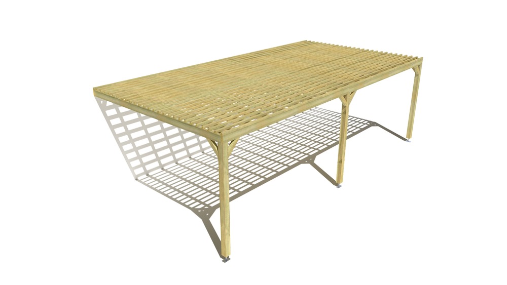 Pergola bois • 8m x 4m • adossée • sens profondeur • lattage bois • livraison comprise