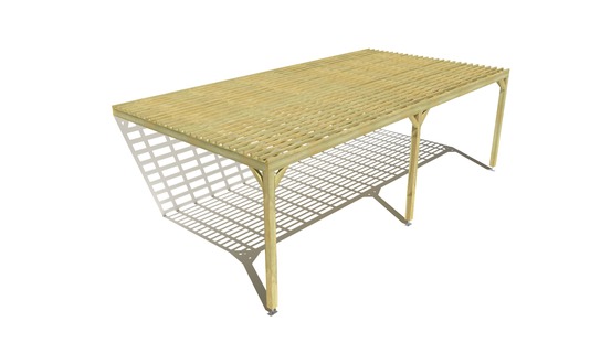 Pergola bois • 8m x 4m • adossée • sens profondeur • lattage bois • livraison comprise