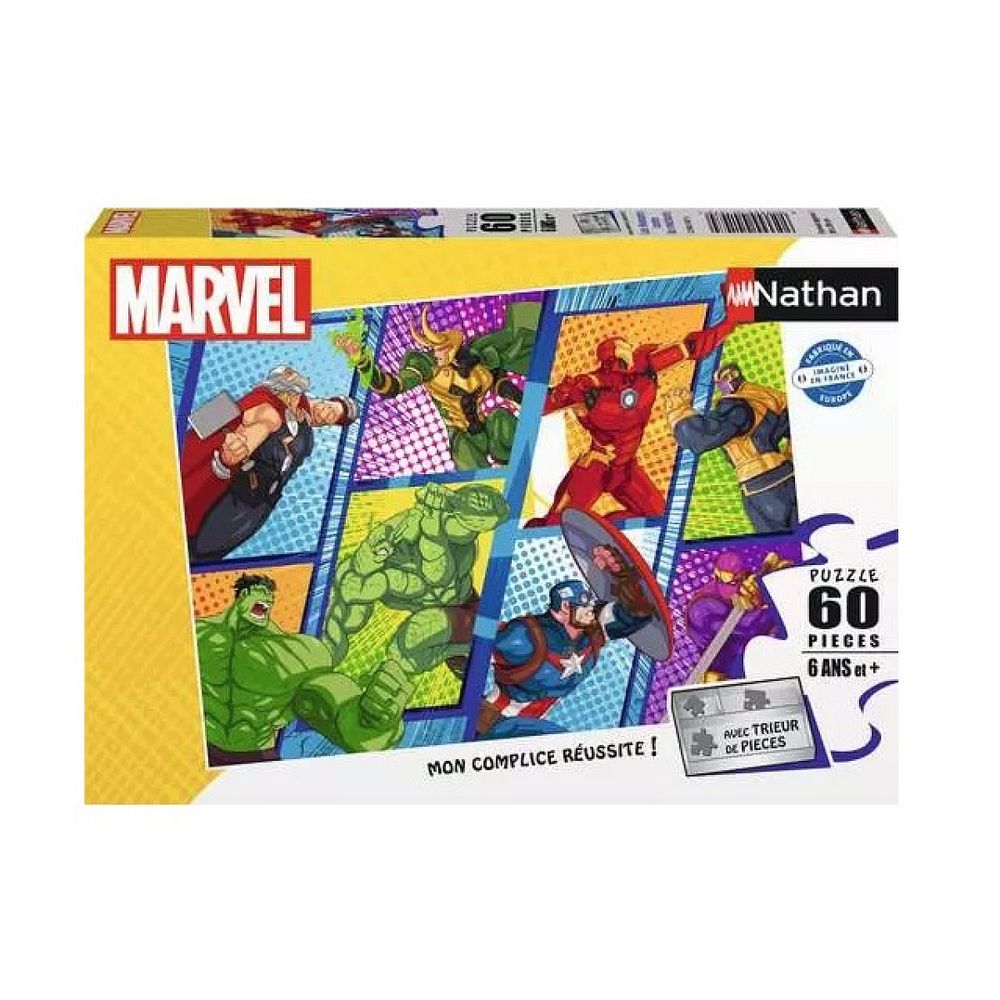 Puzzle nathan 60 pièces les avengers : aventure éducative avec marvel