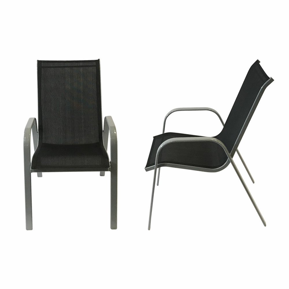 Lot de 4 chaises marbella en textilène noir - aluminium gris