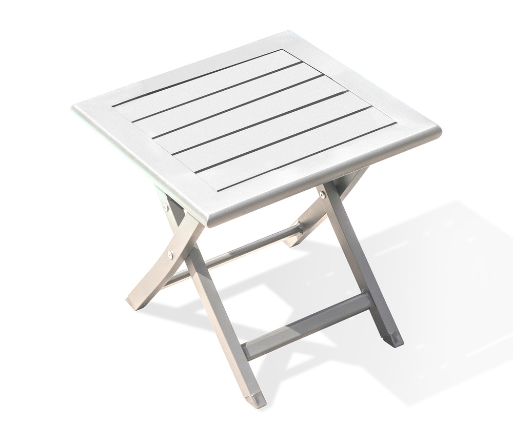 Table basse de jardin pliante en aluminium blanc marius
