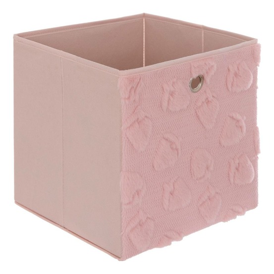 Panier de rangement fraci 30x30cm rose motifs fraises