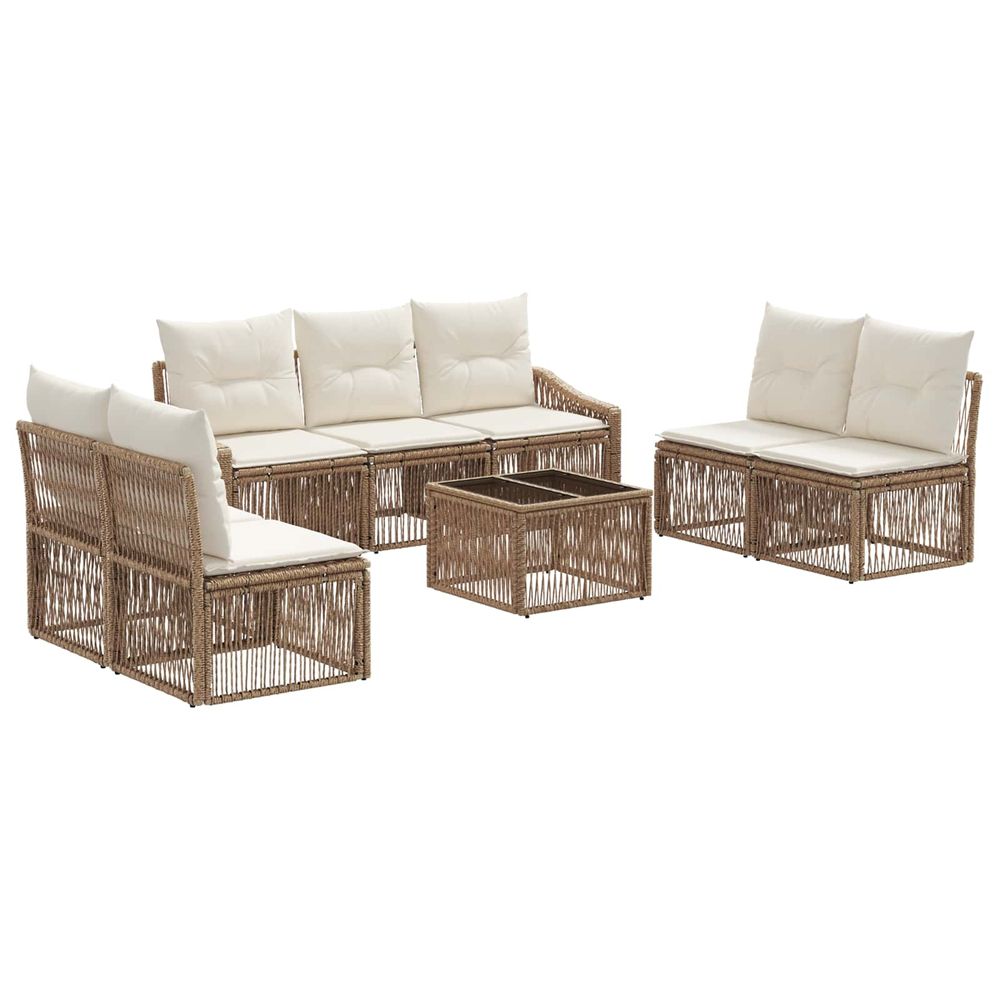 Ensemble de canapé de jardin 8 pc beige polyrotin