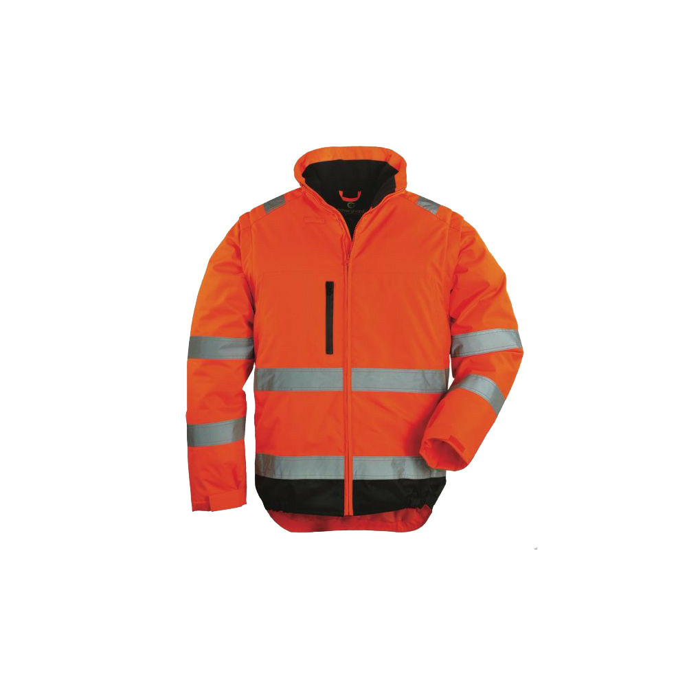 Veste de travail haute visibilité 2 en 1 hi way manches amovibles orange fluo noir txl coverguard 7hwxoxl
