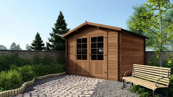 Abri de jardin en bois - 9m2 - 3x3m - traité - ep. 28mm - couleur: marron - dom427 - altanka