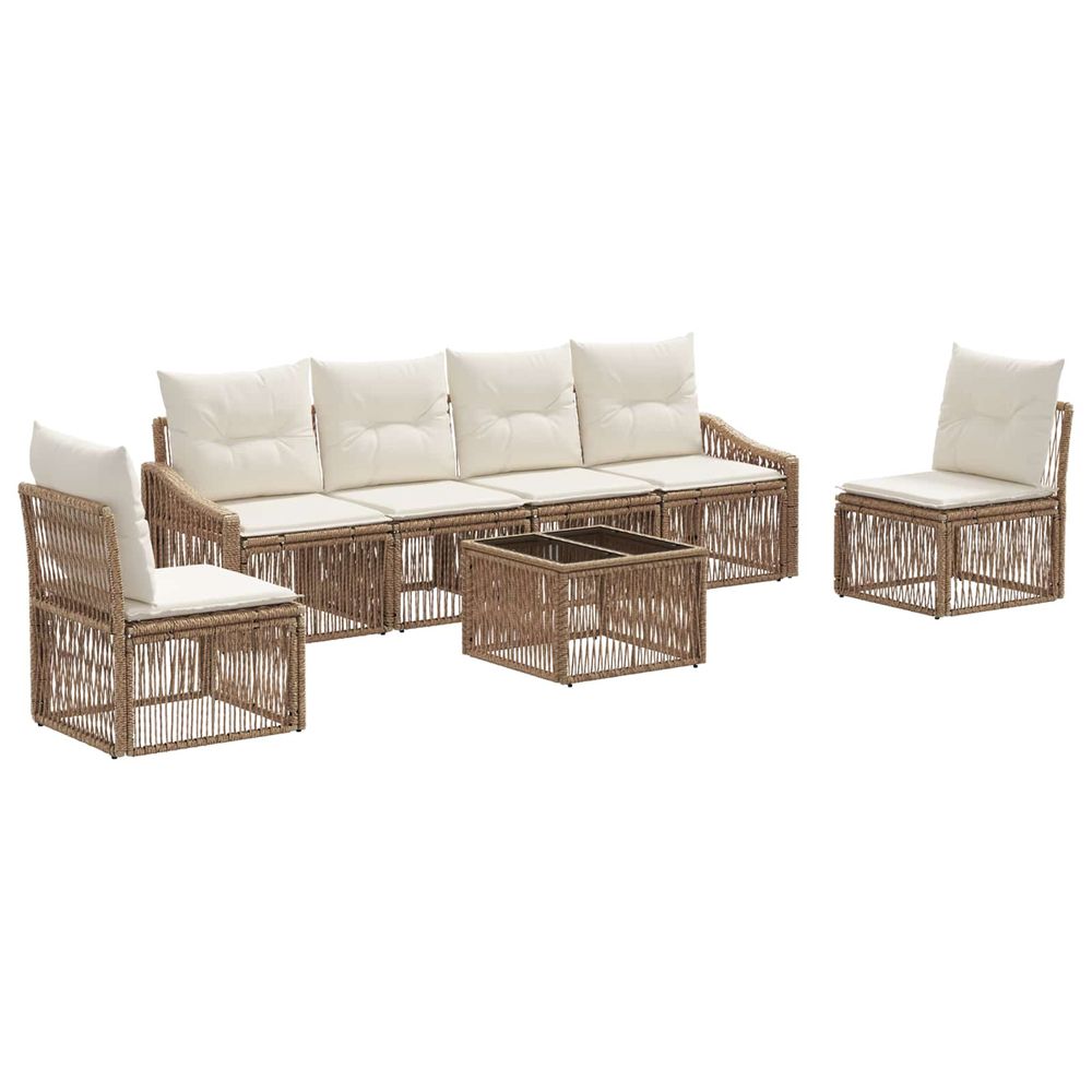 Ensemble de canapé de jardin 7 pc beige polyrotin