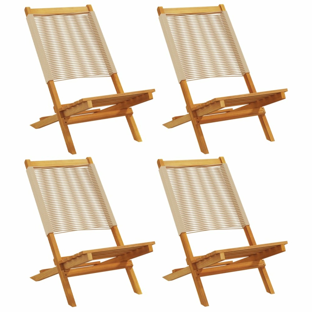 Chaises de jardin pliantes lot de 4 beige bois d'acacia massif