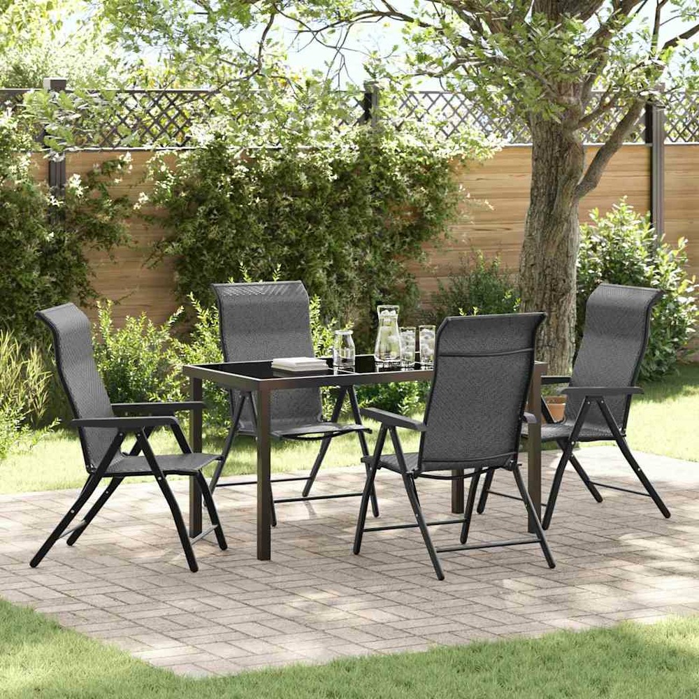 Ensemble de salle à manger pour jardin 5 pcs gris