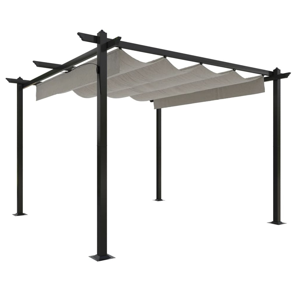 Tonnelle de jardin avec toit rétractable 3x3 m crème