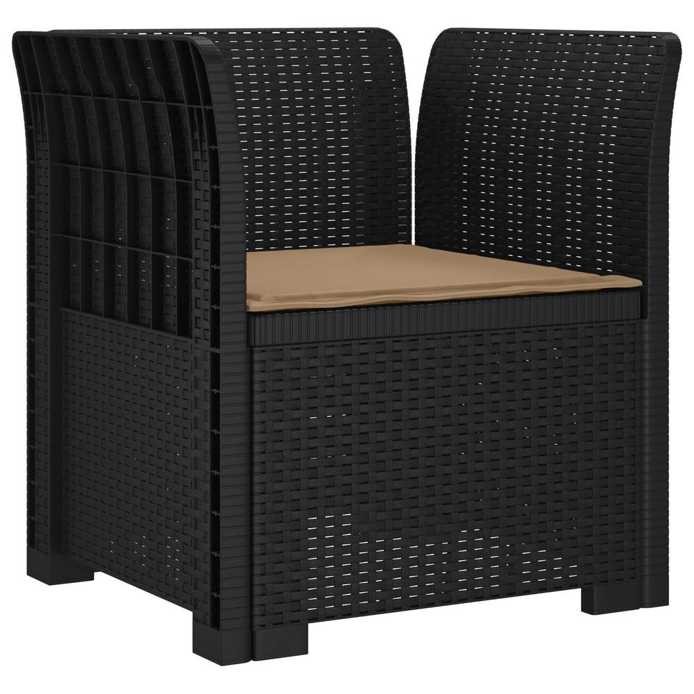 Fauteuil 1 place avec coussin look rotin pp anthracite