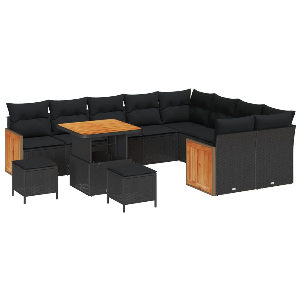 Ensemble de canapé de jardin 12 pc 12-nombre de places noir