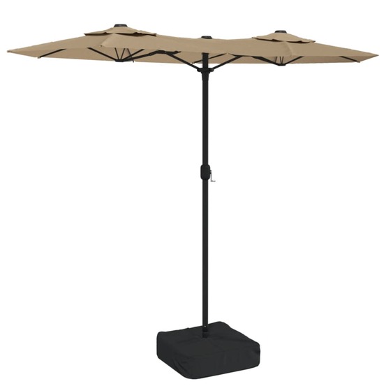 Parasol de jardin à double tête taupe 316x145 cm