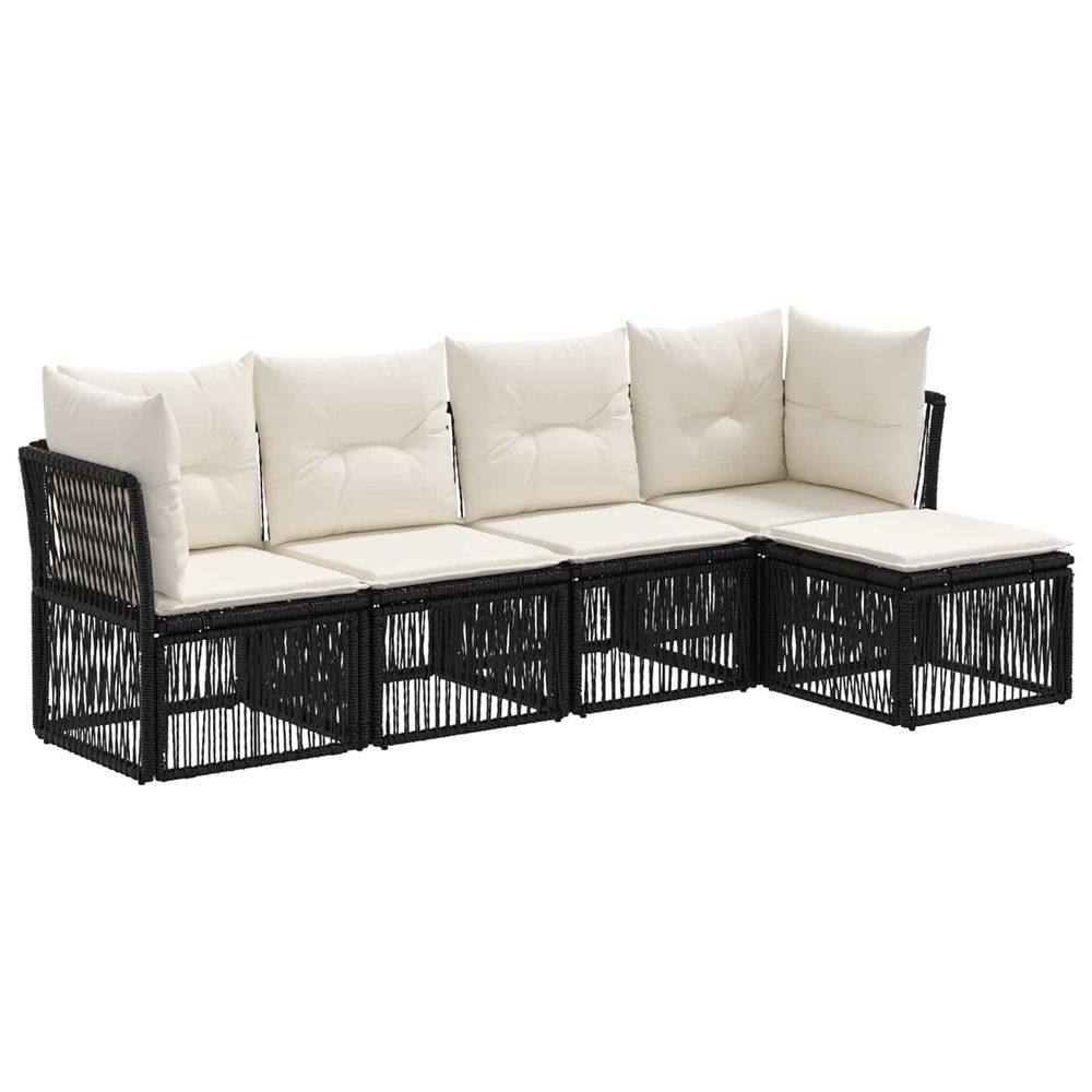 Ensemble de canapé de jardin 5 pc noir polyrotin