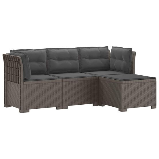 Canapé de jardin 4 places avec coussins style rotin pp