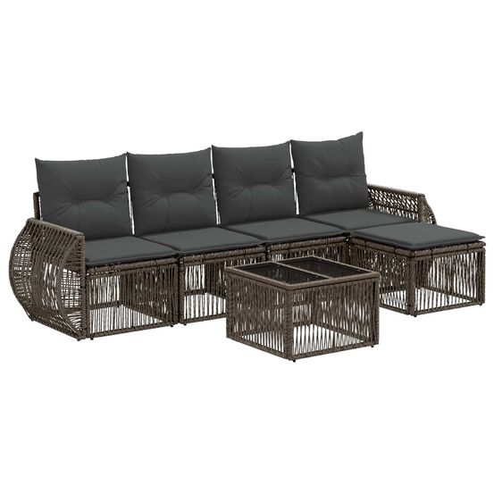 Ensemble de canapé de jardin 6 pc gris et gris foncé polyrotin