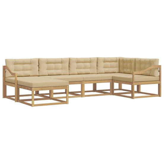 Ensemble de canapés d'extérieur 5 pc blanc et beige polyester