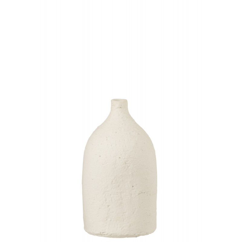 Vase col bouteille en céramique blanc 16x16x28 cm