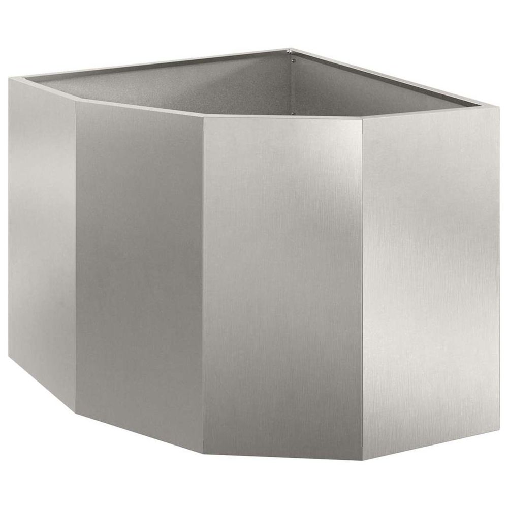 Jardinière d'extérieur d'angle argenté 60 x 60 x 50 cm acier inoxydable