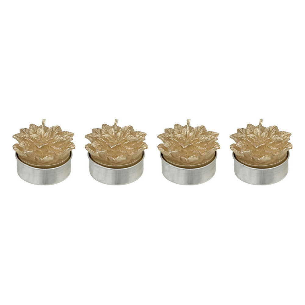 Lot de 4 bougies de noël déco fleur poinsettia dorée pailletée