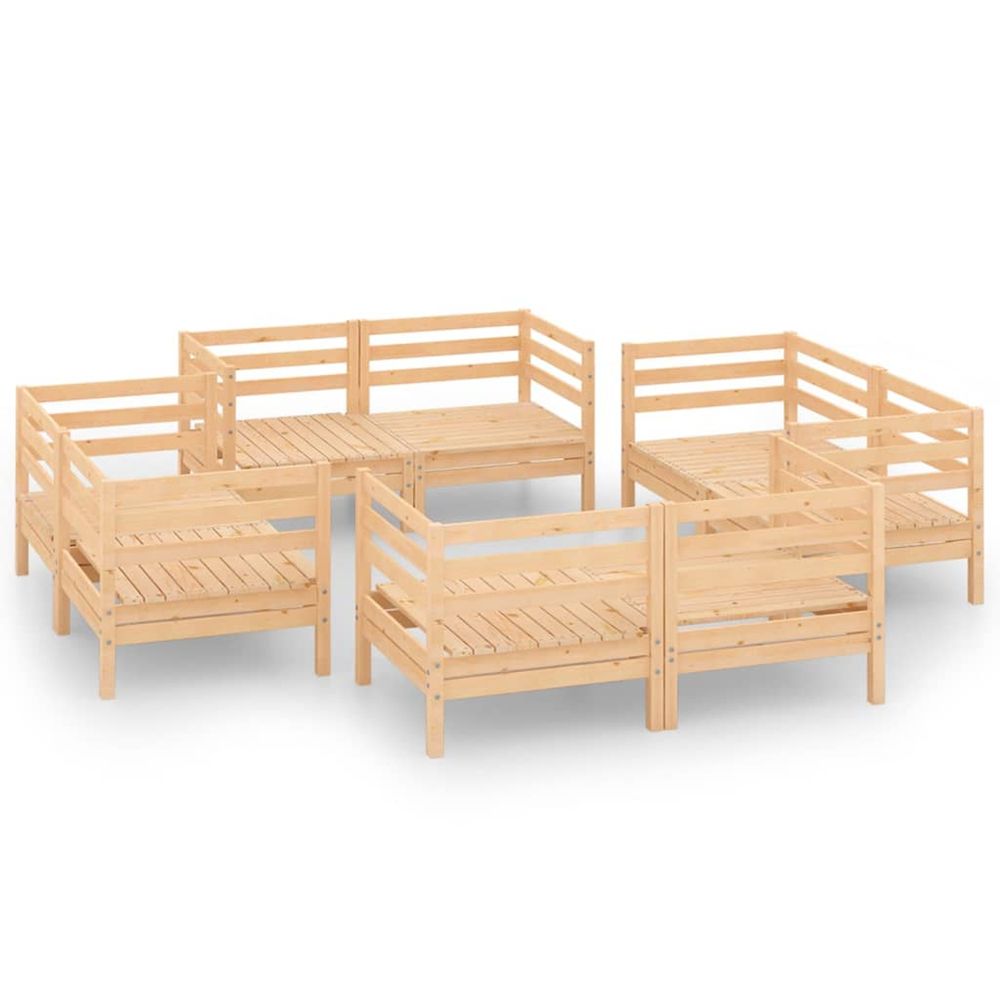 Salon de jardin 8 pcs bois de pin massif