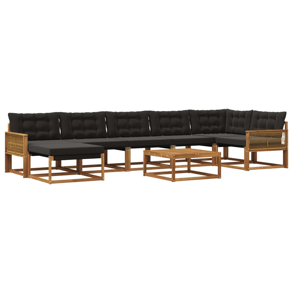 Ensemble de canapés d'extérieur 8 pcs naturel et noir