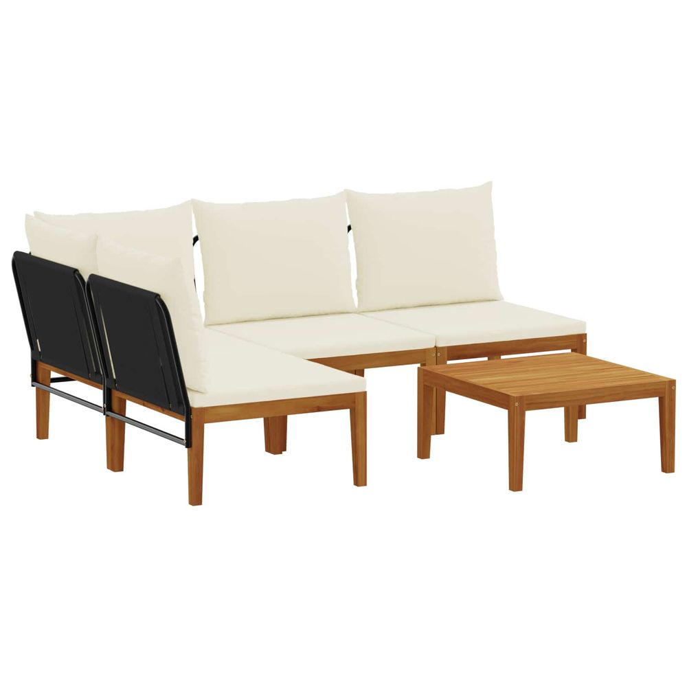 5 pc bois d'acacia massif et corde naturel