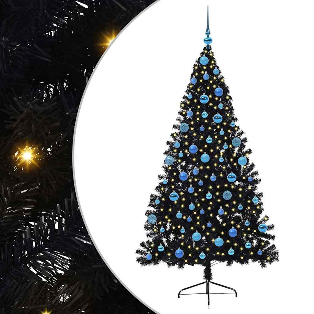 Sapin de noël artificiel pré-éclairé noir 180 cm pvc