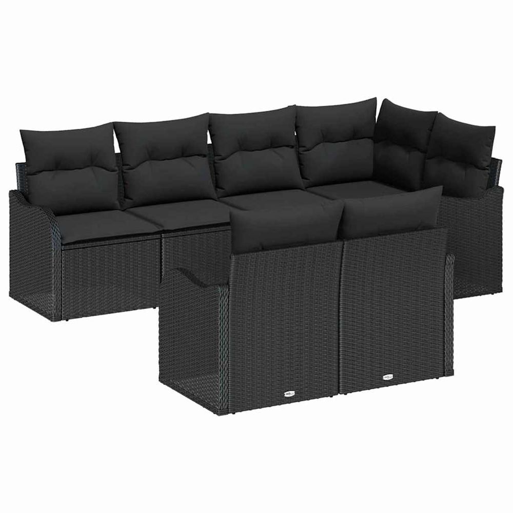 Ensemble de canapé de jardin 7 pc noir poly rotin