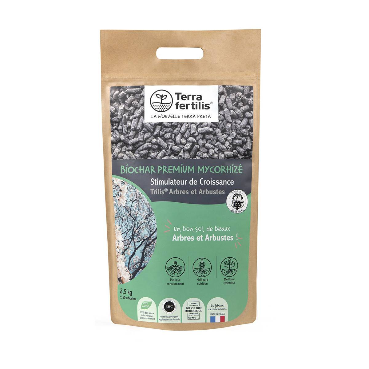 Fertilisant arbres & arbustes mycorhizes + biochar - 2.5 kg