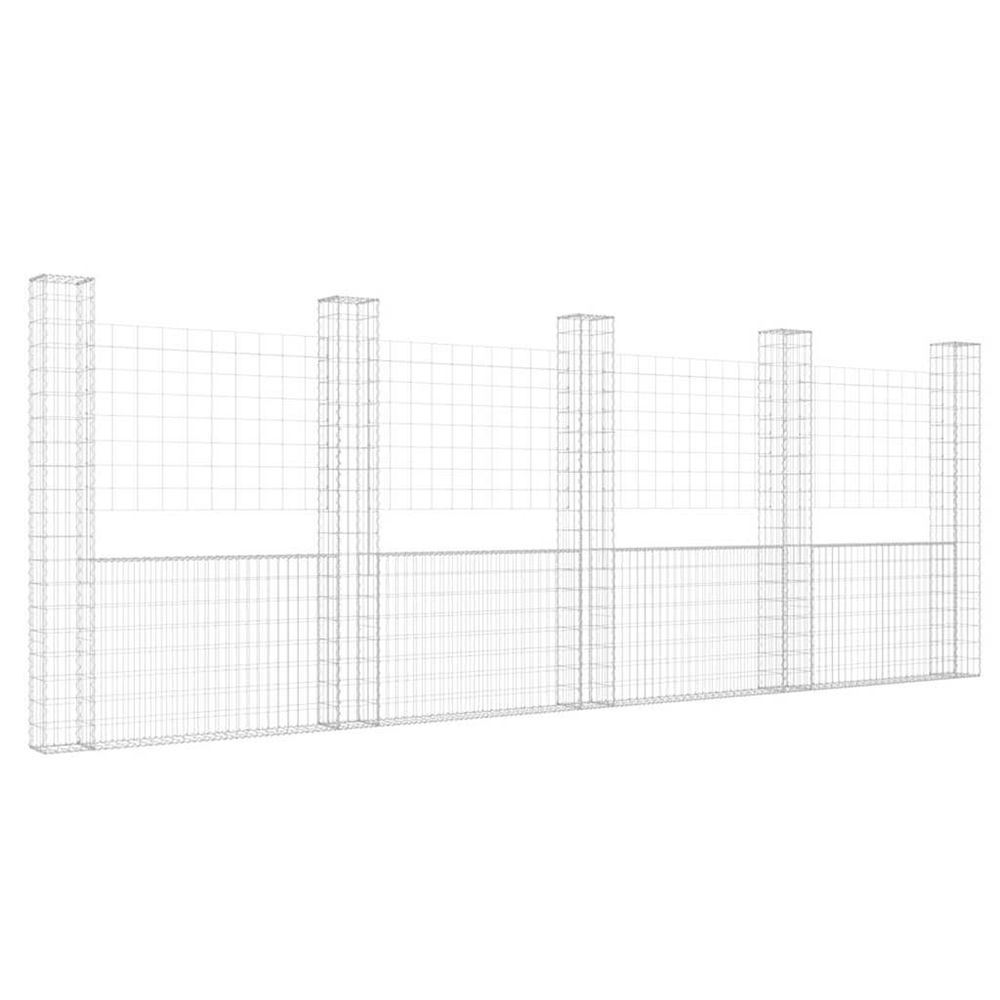 Panier de gabion en forme de u avec 5 poteaux fer 500x20x200 cm