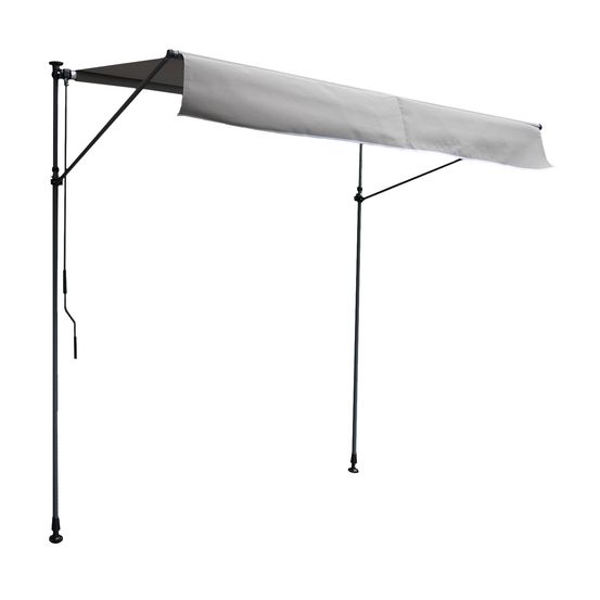 Store banne pour balcon chene 2 × 1,2m - toile grise et structure grise