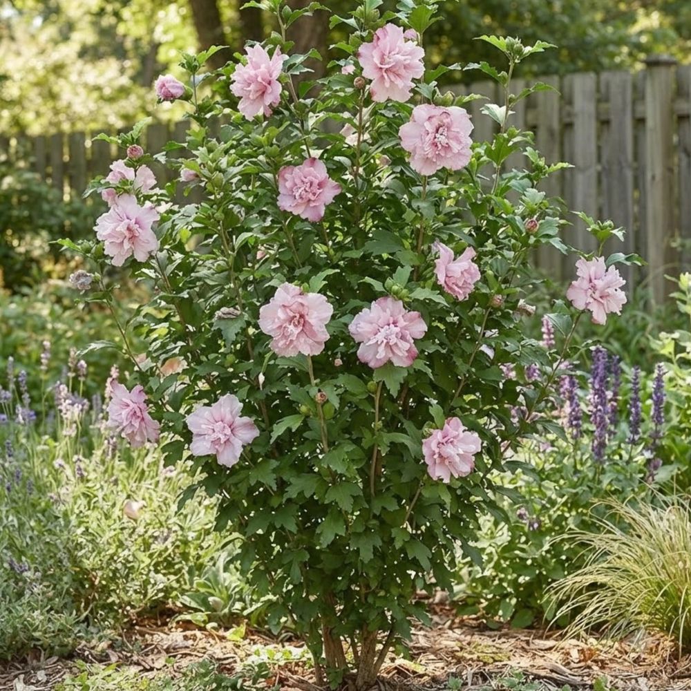 Hibiscus french cabaret® pink 'mindoupi7', althéa  pot de 4l - 20/40 cm