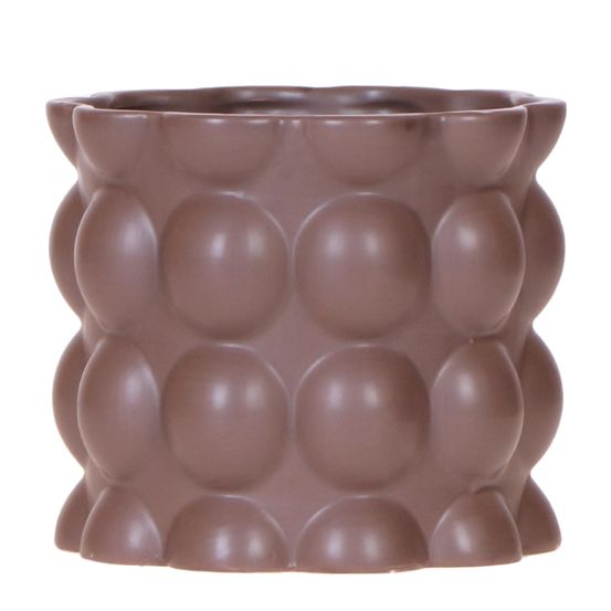 Cache-pot céramique mat texture bulles - douceur cosy - pot de 12cm - brun