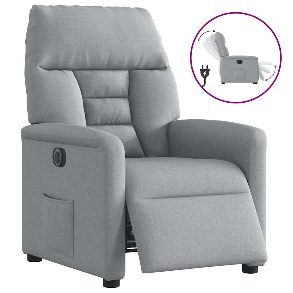 Fauteuil inclinable électrique gris clair tissu