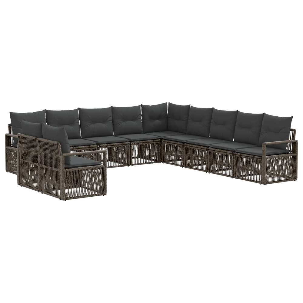 Ensemble de canapé de jardin 11 pcs gris polyrotin